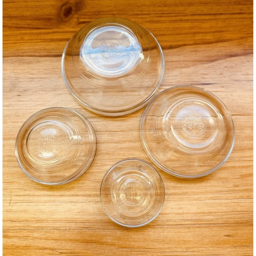Duralex Clear Glass Nesting Mixing Condiments Bowls Set Of 4 Made in France